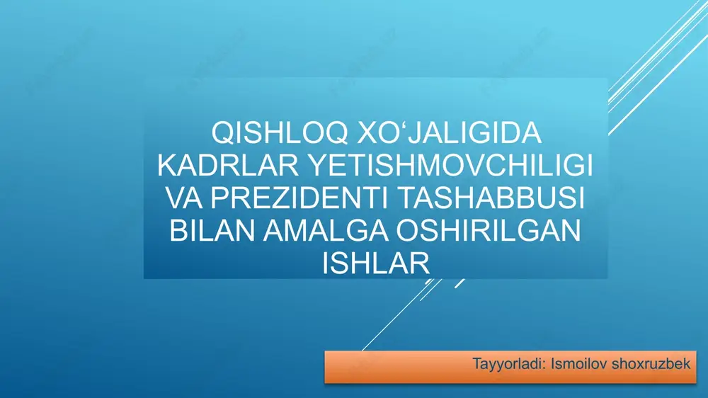 kadrlar yetishmovchiligi vaprezidentitashabbusi — PPTX