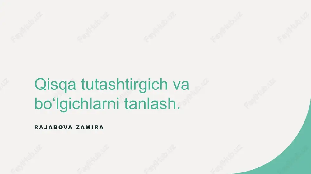qisqa tutashtirgichlar — PPTX