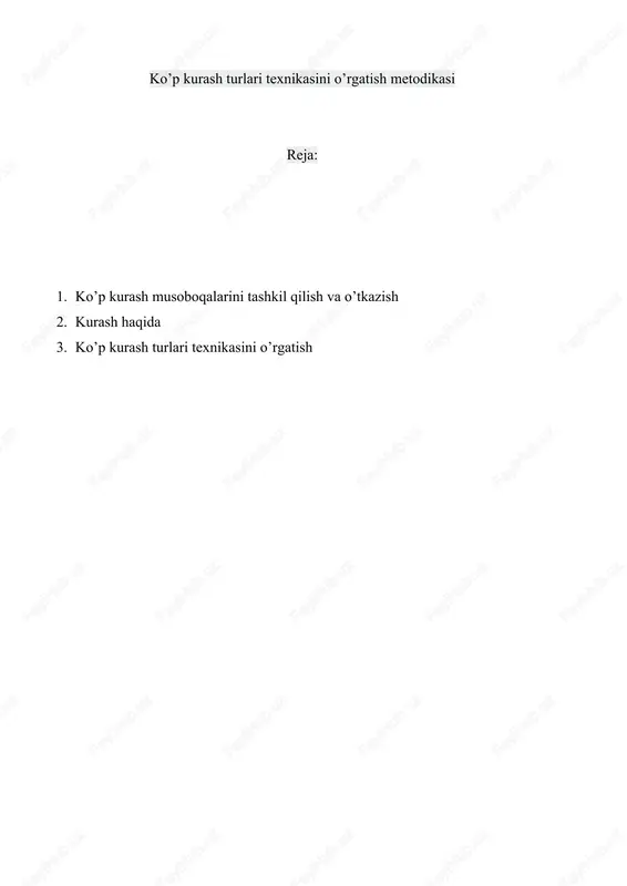 ko’p kurash turlari texnikasini o’rgatish — DOCX