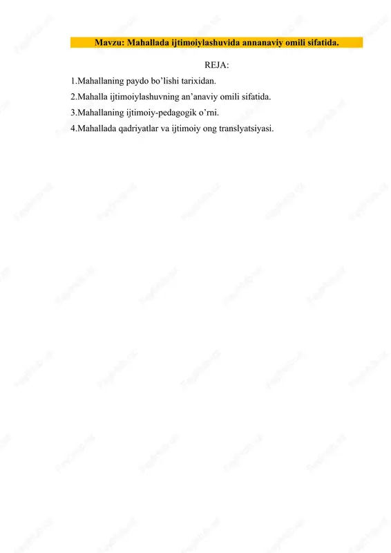 mahallada ijtimoiylashuvida annanaviy omili sifatida — DOCX