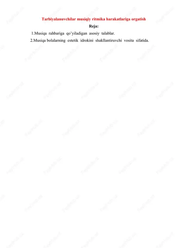 tarbiyalanuvchilar musiqiy ritmika harakatlariga orgatish — DOCX