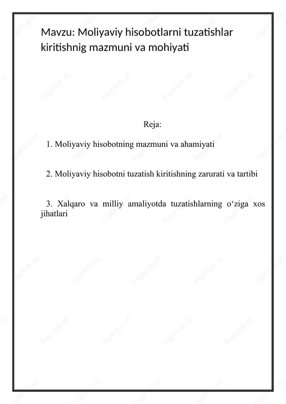 moliyaviy hisobotlar — DOCX