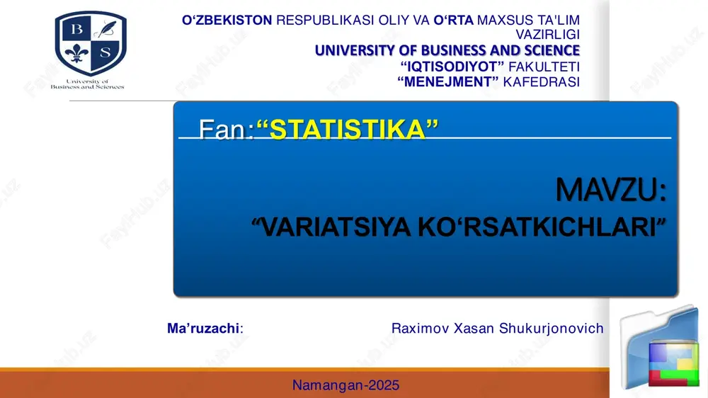 variatsiya ko'rsatkichlari — PDF