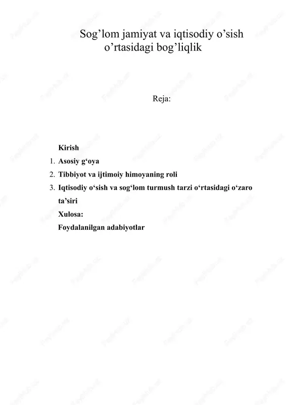 sog’lom jamiyat va iqtisodiy o‘sish o‘rtasidagi bog‘liqlik — DOCX