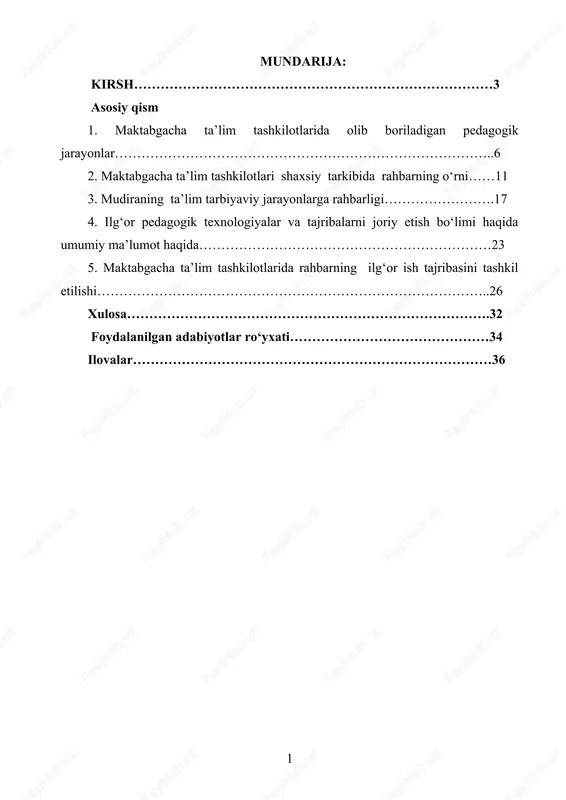 maktabgacha ta'lim tashkilotlarida pedagogik jarayonlar — DOCX