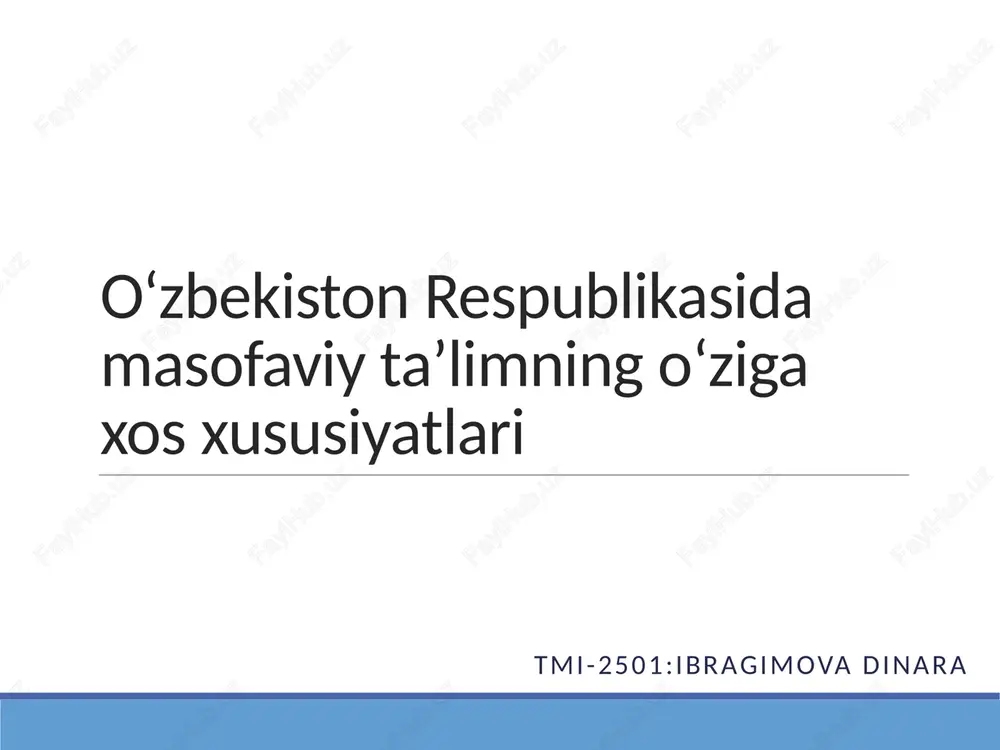 masofaviy ta’limning o‘zigaxos xususiyatlari — PPTX