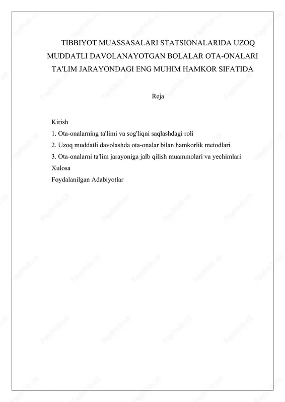 ota-onalar va bolalar ta'limi — DOCX