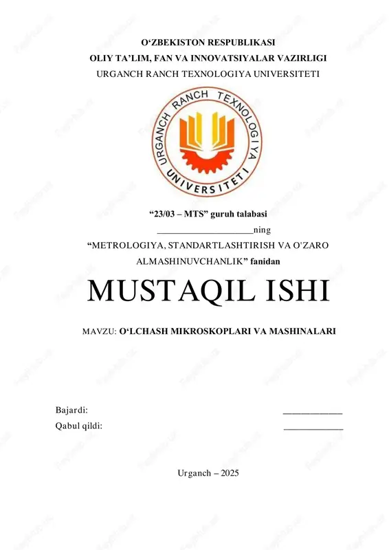 o‘lchash mikroskoplari va mashinalari — PDF