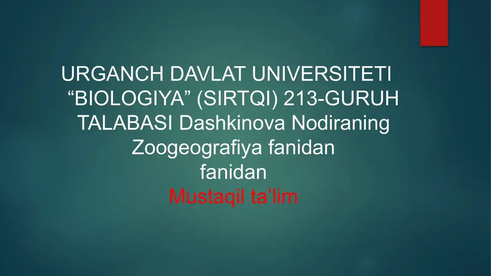 hayvonlarning biosferada tarqalishi va yashash muhitlari — PPTX