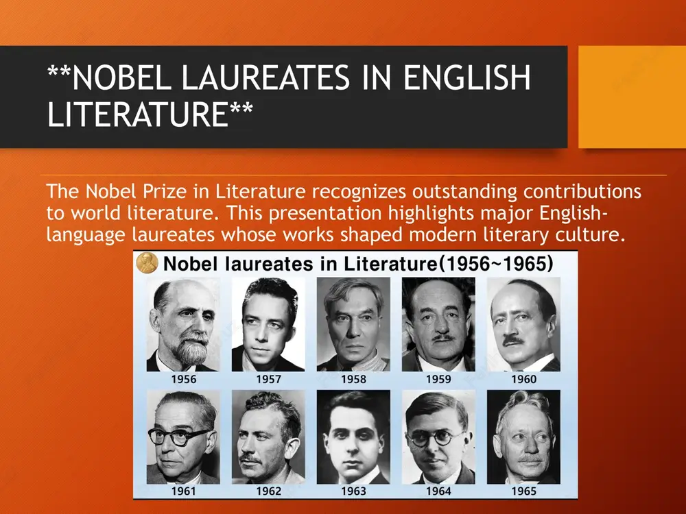 nobel laureates in english literature — PPTX