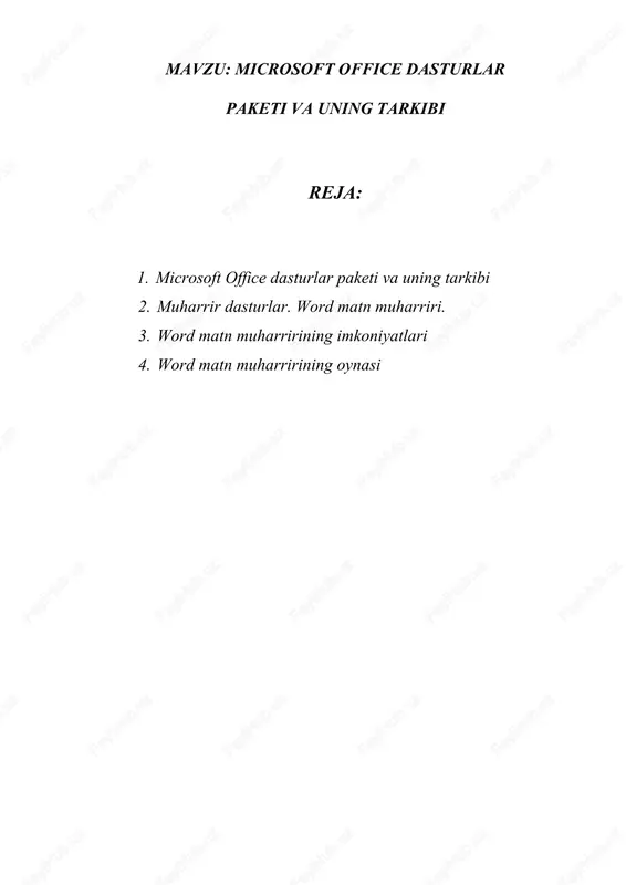 microsoft office dasturlar paketi — DOC