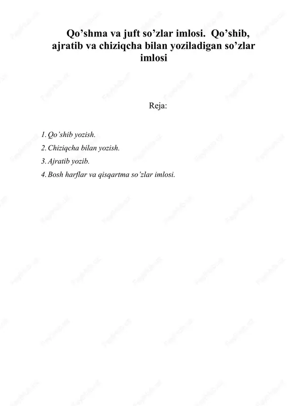 qo’shma va juft so’zlar imlosi — DOC