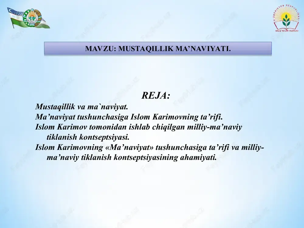 mustaqillik ma’naviyati — PPT
