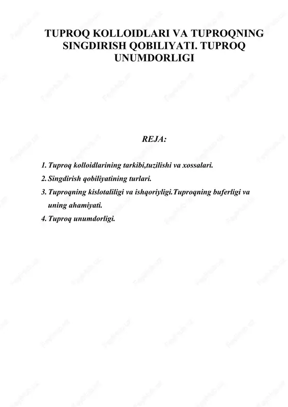 tuproq kolloidlari va tuproqning singdirish qobiliyati — DOC