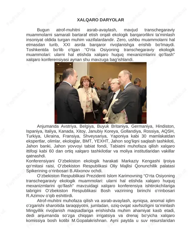 o‘rta osiyoning transchegaraviy ekologik muammolari — DOC