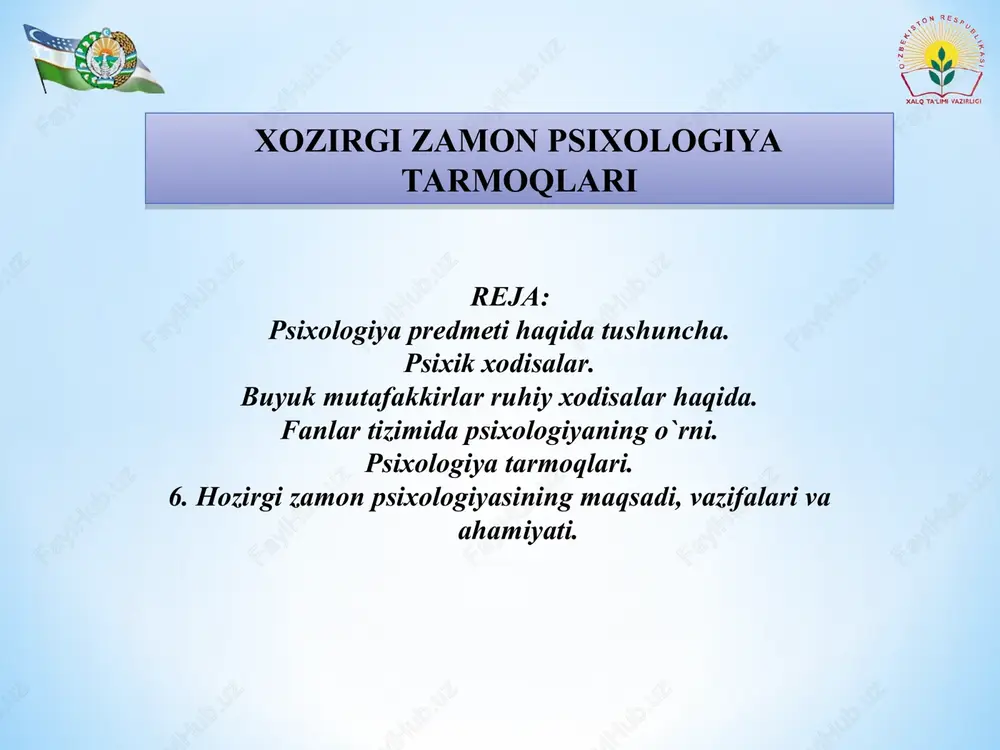 hozirgi zamon psixologiyasi — PPT