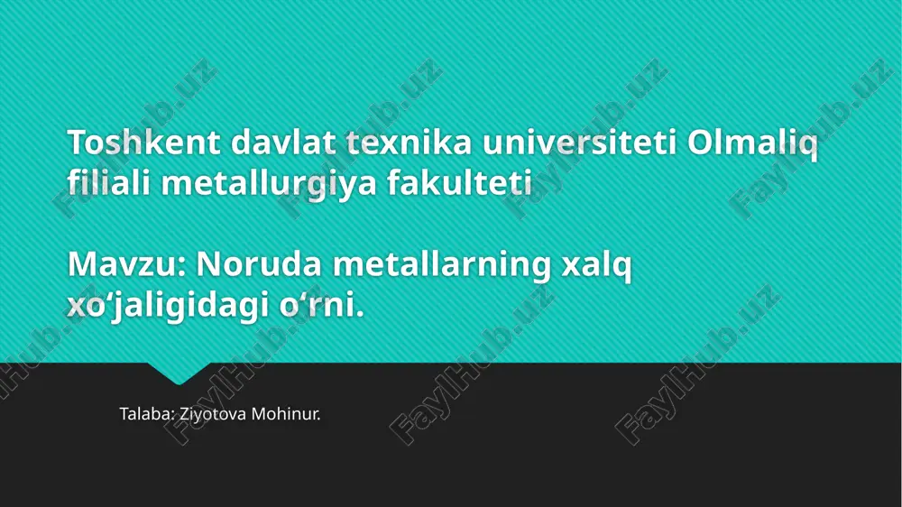 noruda metallarning xalq xoʻjaligidagi oʻrni.pptx — PPTX