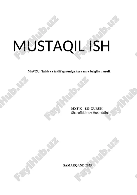 talab va taklif qonuniga kora narx belgilash usuli.docx — DOCX