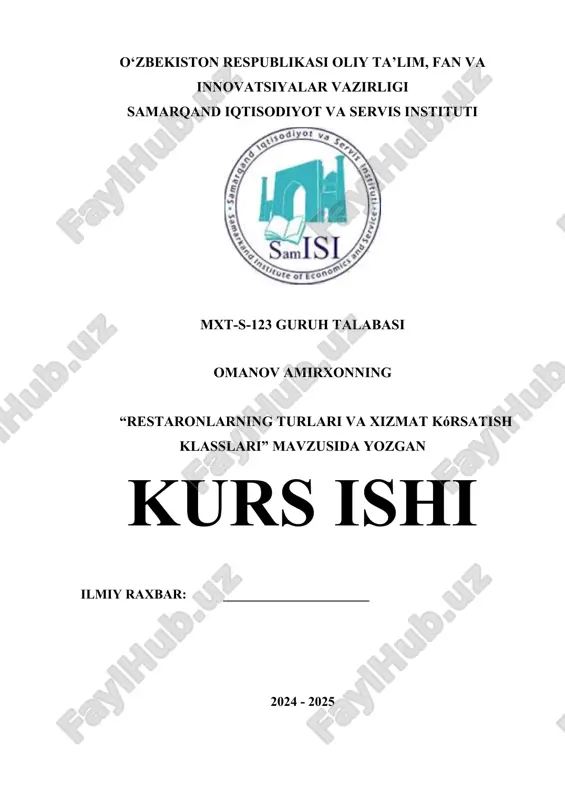 restaronlarning turlari va xizmat kórsatish klasslari.docx — DOCX