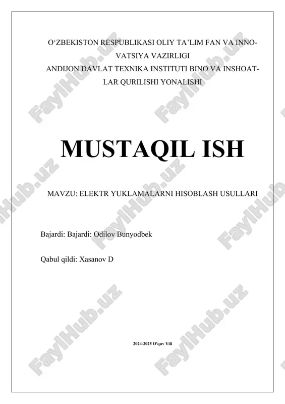 elektr yuklamalarni hisoblash usullari.docx — DOCX