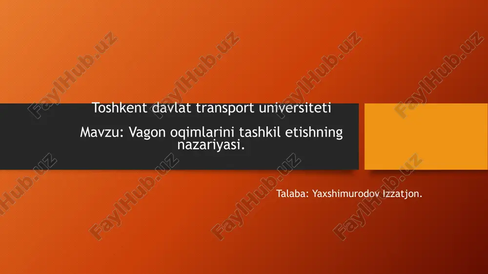 vagon oqimlarini tashkil etishning nazariyasi.pptx — PPTX