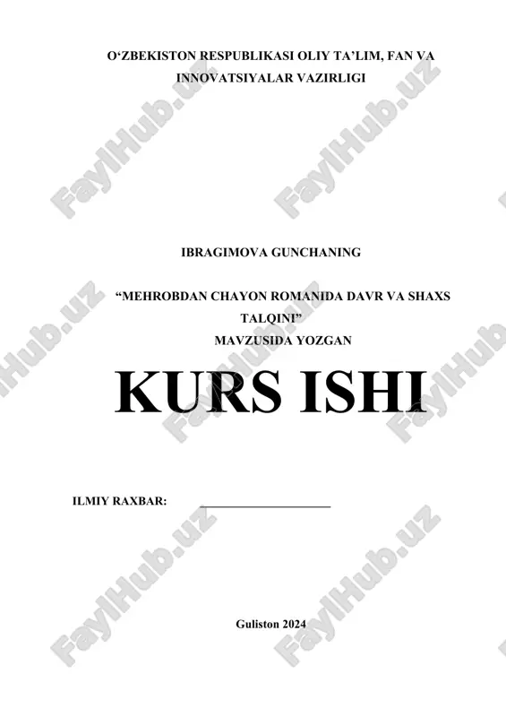 mehrobdan chayon romanida davr va shaxs talqini.docx — DOCX
