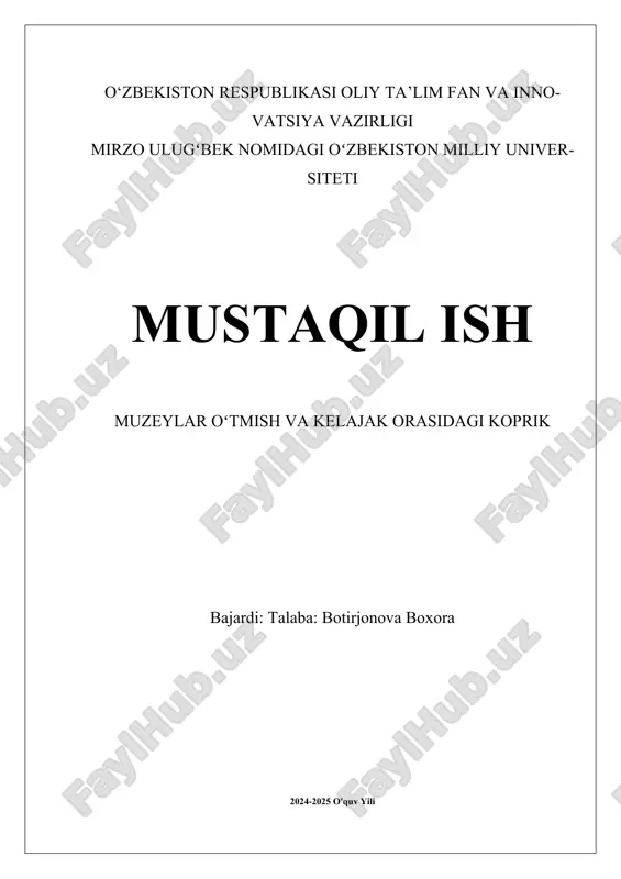 muzeylar oʻtmish va kelajak orasidagi koprik.docx — DOCX