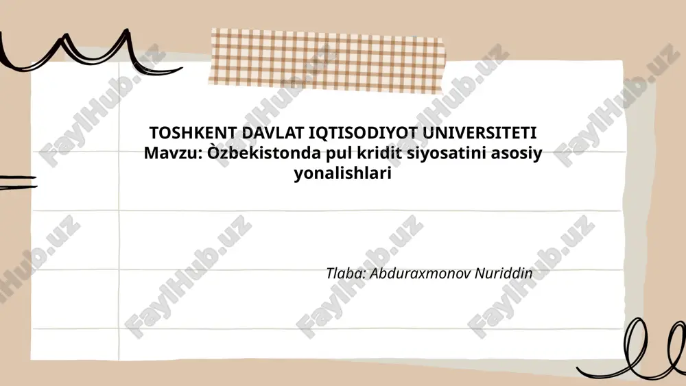 òzbekistonda pul kridit siyosatini asosiy yonalishlari.pptx — PPTX