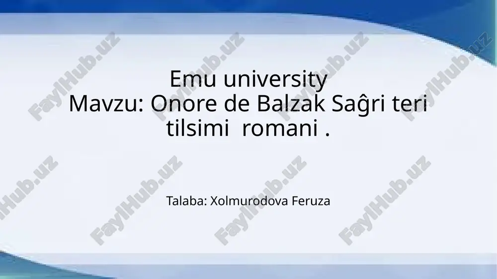 onore de balzak saĝri teri tilsimi romani.pptx — PPTX