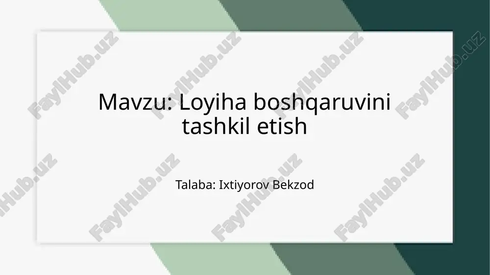 loyiha boshqaruvini tashkil etish.pptx — PPTX