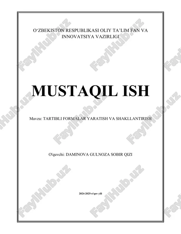 tartibli formalar yaratish va shakllantirish.docx — DOCX