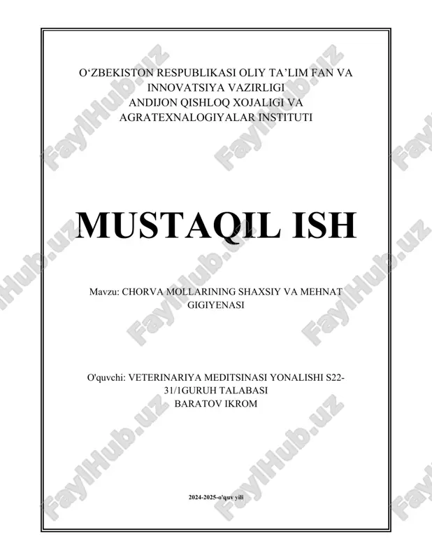 chorva mollarining shaxsiy va mehnat gigiyenasi.docx — DOCX