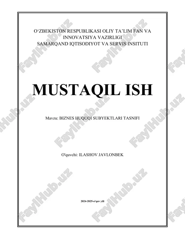 biznes huquqi subyektlari tasnifi.docx — DOCX