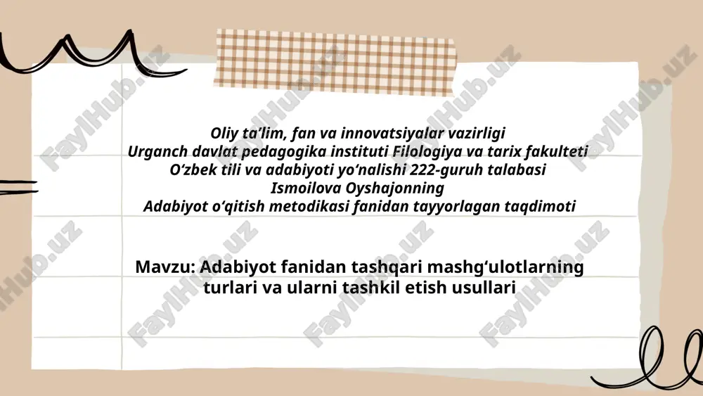 adabiyot_fanidan_tashqari_mashgʻulotlarning_turlari_va_ularni_tashkil.pptx — PPTX