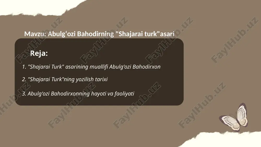 abulgʻozi bahodirning shajarai turkasari.pptx — PPTX