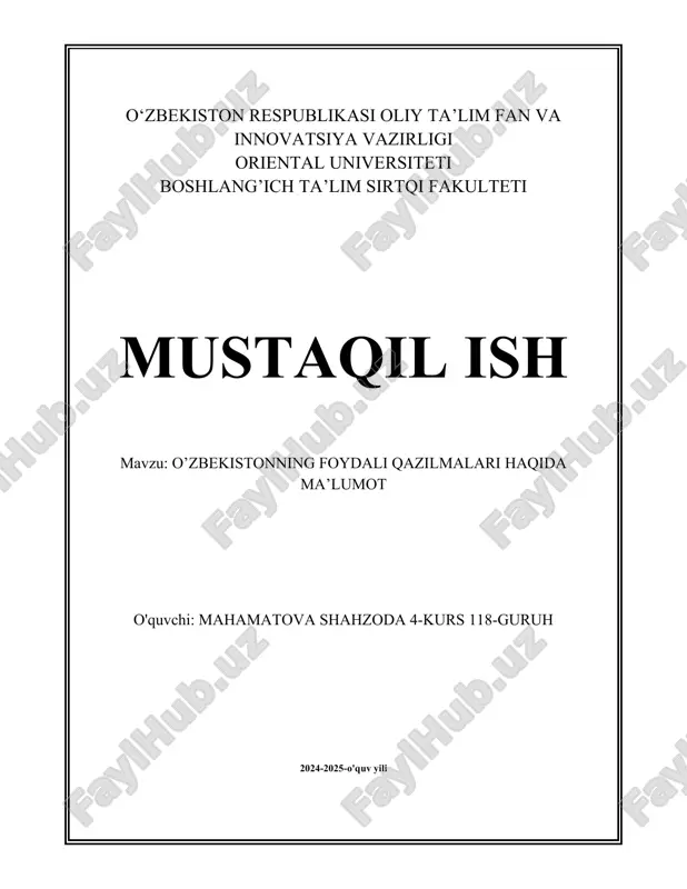 o’zbekistonning foydali qazilmalari haqida ma’lumot.docx — DOCX
