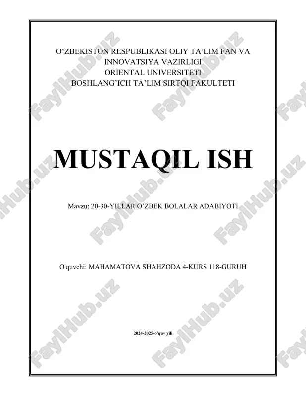20-30-yillar o’zbek bolalar adabiyoti.docx — DOCX