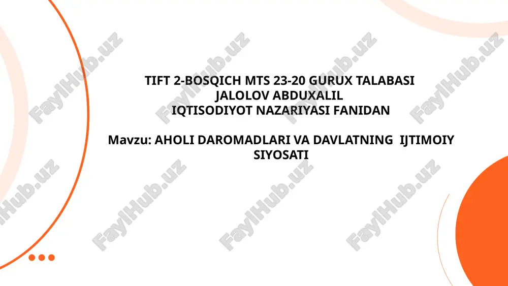 aholi daromadlari va davlatning ijtimoiy siyosati.pptx — PPTX
