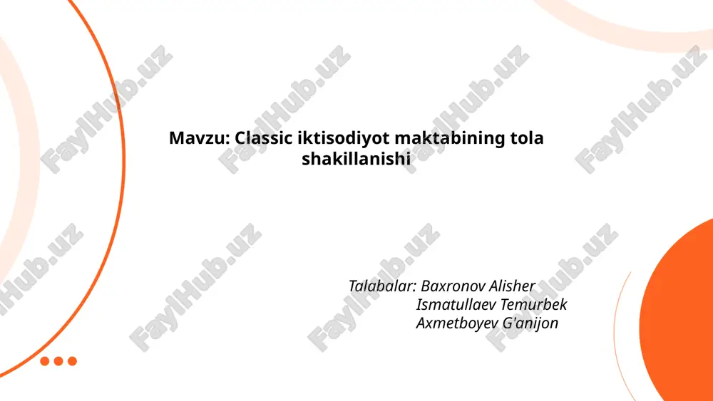 classic iktisodiyot maktabining tola shakillanishi.pptx — PPTX