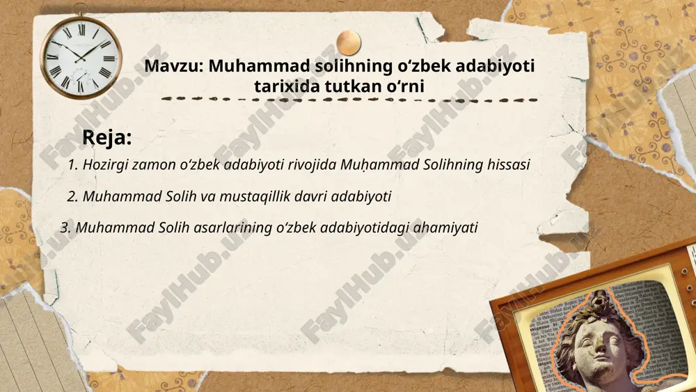 muhammad solihning oʻzbek adabiyoti tarixida tutkan.pptx — PPTX