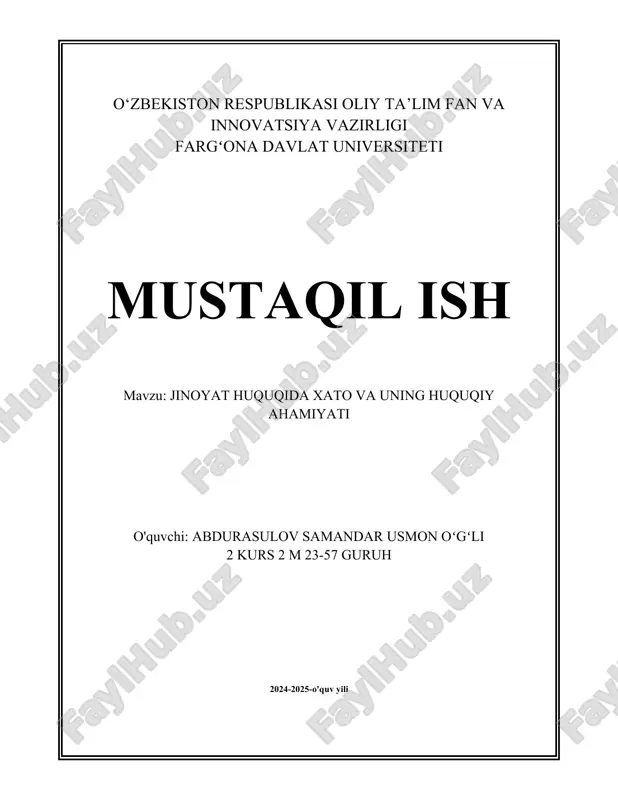 jinoyat huquqida xato va uning huquqiy ahamiyati.docx — DOCX