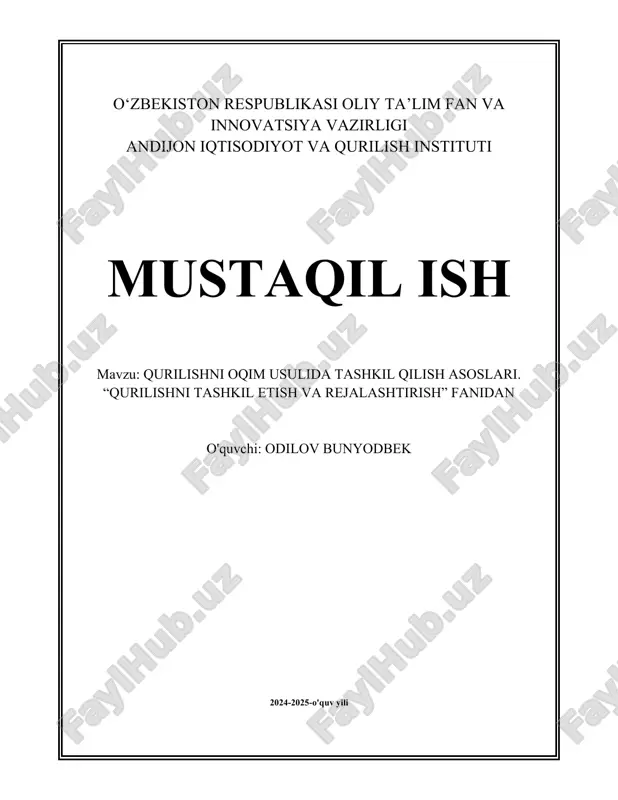 qurilishni oqim usulida tashkil qilish asoslari.docx — DOCX