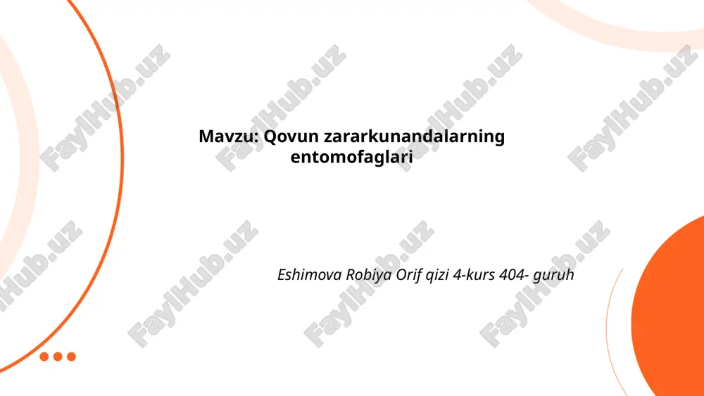 qovun zararkunandalarning entomofaglari.pptx — PPTX