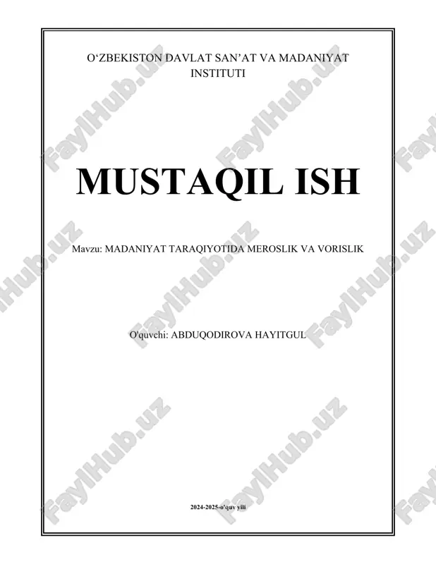 madaniyat taraqiyotida meroslik va vorislik.docx — DOCX