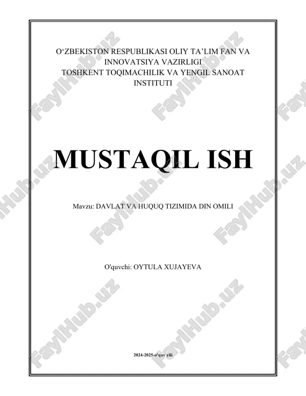 davlat va huquq tizimida din omili.docx — DOCX