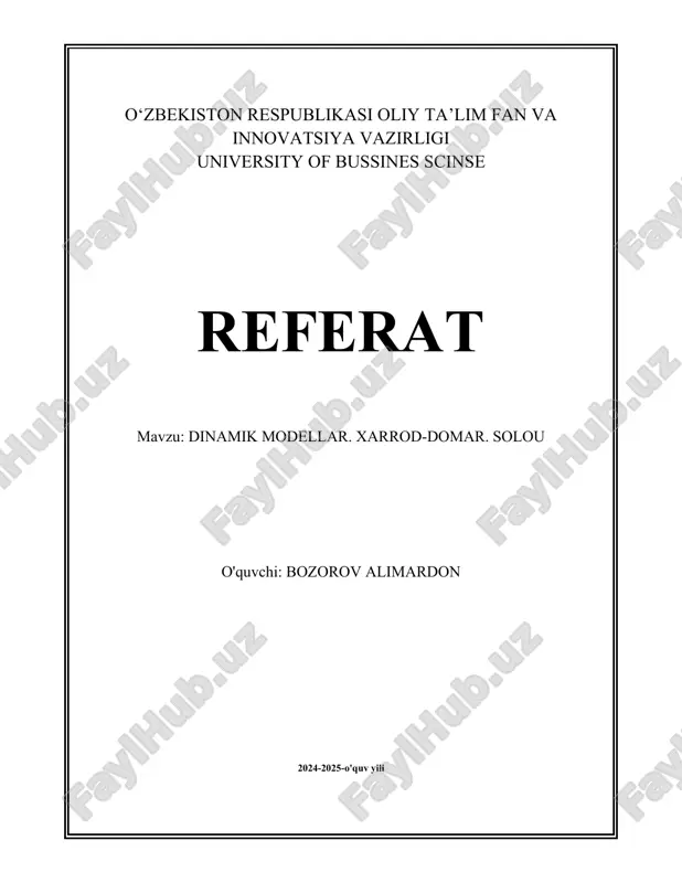dinamik modellar. xarrod-domar. solou.docx — DOCX