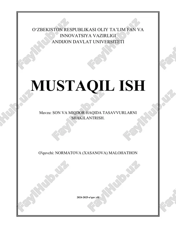 son va miqdor haqida tasavvurlarni shakilantrish..docx — DOCX