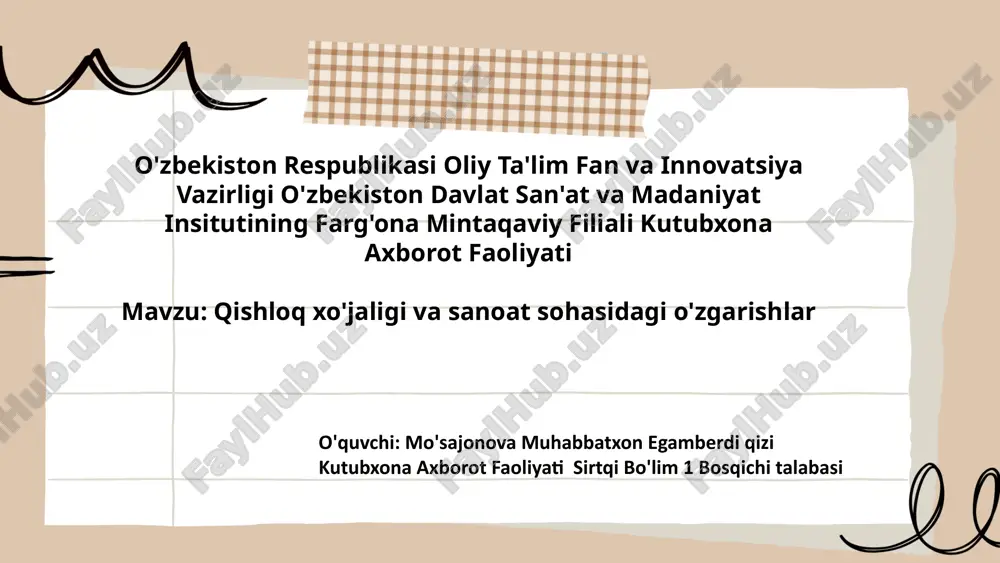 qishloq xo'jaligi va sanoat sohasidagi o'zgarishlar.pptx — PPTX