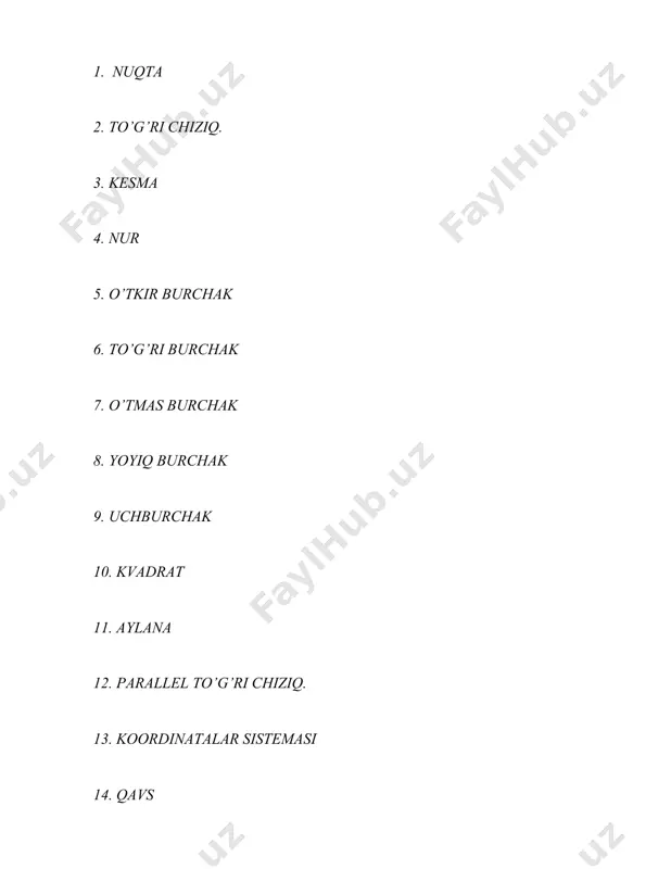pontamima savollari matematika — DOCX