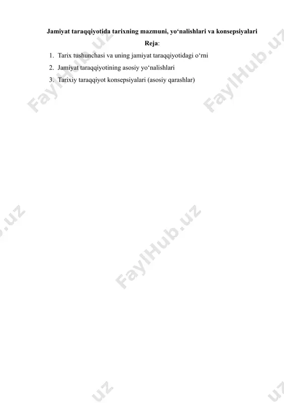 tarixning jamiyat taraqqiyotidagi o‘rni — DOCX